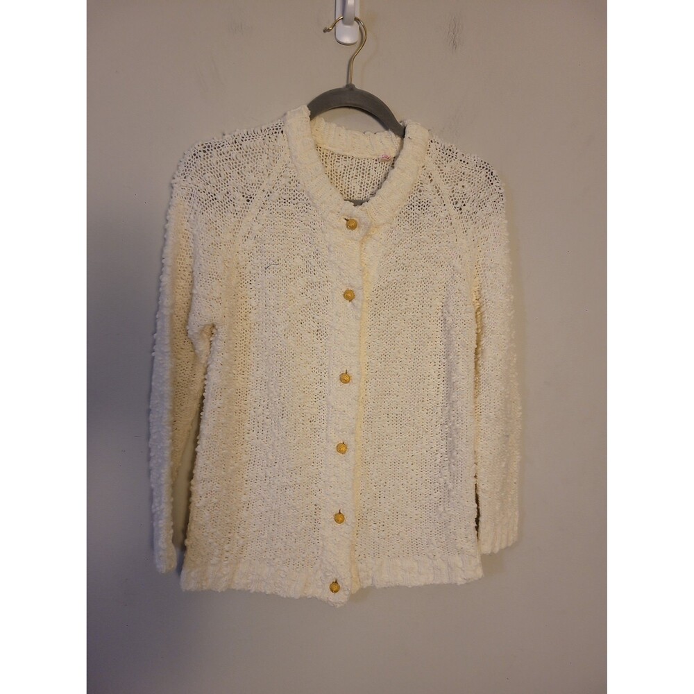 Vintage Ivory Textured Cardigan Sweater